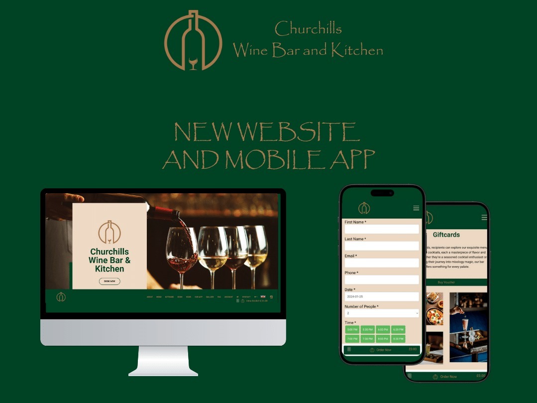 New Website and Mobile App - Churchills Wine Bar and Kitchen